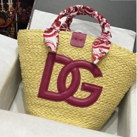 Top Design Dolce & Gabbana Kendra DG Basket bag D5123 Beige/Red 2023