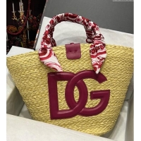 Top Design Dolce & Gabbana Kendra DG Basket bag D5123 Beige/Red 2023