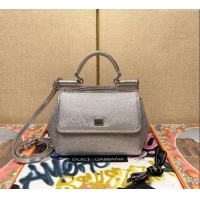 Top Grade Dolce&Gabbana KIM Small Sicily Handbag with All-over Crystals BB6112 Silver 2023