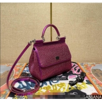 Most Popular Dolce&Gabbana KIM Small Sicily Handbag with All-over Crystals BB6112 Purple 2023