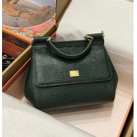 Top Grade Dolce&Gabbana Small Sicily handbag in lizard Embossed Leather BB6112 Green 2023