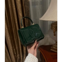 Low Cost Dolce & Gabbana DG Logo Top Handle Bag in Patent Leather D9142 Green 2024