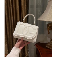 Top Design Dolce & Gabbana DG Logo Top Handle Bag in Calf Leather D9142 White 2024