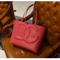 New Fashion Dolce & Gabbana DG Logo Medium Shopper Tote Bag in Calfskin D9158 Pink 2024