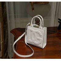 Affordable Price Dolce & Gabbana DG Logo Mini Tote Bag in Calfskin Leather D9159 White 2024