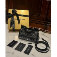 Big Discount Dolce&Gabbana Mini Sicily handbag with Square-Crystals Allover D9159 Black 2024