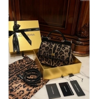 Luxury Cheap Dolce&Gabbana Small Sicily handbag in Leopard print with Crystals D4028 2024