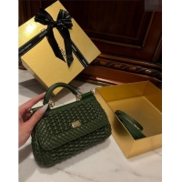 Good Looking Dolce & Gabbana Small Sicily bag in Woven Nappa Leather 0419 Green 2024