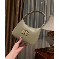 Pretty Style Dolce & Gabbana 3.5 Hobo Calfskin Shoulder bag with DG Logo 9040 Khaki Green 2024