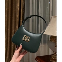 New Design Dolce & Gabbana 3.5 Hobo Calfskin Shoulder bag with DG Logo 9040 Dark Green 2024