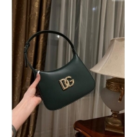 New Design Dolce & Gabbana 3.5 Hobo Calfskin Shoulder bag with DG Logo 9040 Dark Green 2024