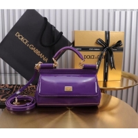 Famous Brand Dolce&Gabbana Patent Calfskin Mini Sicily handbag BB6111 Purple 2024