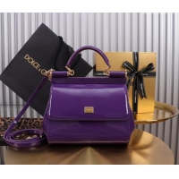 Big Discount Dolce&Gabbana Patent Calfskin Small Sicily handbag BB6112 Purple 2024