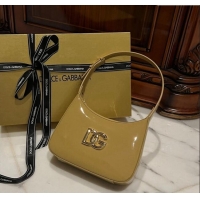 Best Price Dolce & Gabbana 3.5 Hobo Shoulder bag with DG Logo in Patent Leather D3016 Apricot 2024