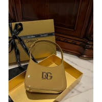 Best Price Dolce & Gabbana 3.5 Hobo Shoulder bag with DG Logo in Patent Leather D3016 Apricot 2024