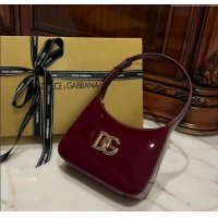 Good Taste Dolce & Gabbana 3.5 Hobo Shoulder bag with DG Logo in Patent Leather D3016 Dark Burgundy 2024