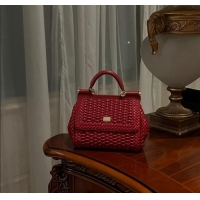 Top Design Dolce & Gabbana Medium Sicily bag in Woven Nappa Leather 0419 Dark Red 2024