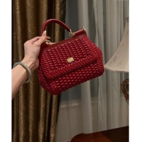 Top Design Dolce & Gabbana Medium Sicily bag in Woven Nappa Leather 0419 Dark Red 2024