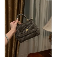 Good Taste Dolce & Gabbana Medium Sicily bag in Woven Nappa Leather 0419 Dark Grey 2024