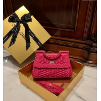 Promotional Dolce & Gabbana Small Sicily bag in Woven Nappa Leather D0419 Fuchsia Pink 2024