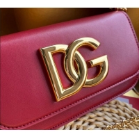 Good Taste Dolce & Gabbana Calfskin Leather Crossbody 3.5 Bag DG9113 Red 2024