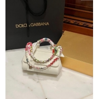 Inexpensive Dolce & Gabbana Small Sicily bag in Calfskin and Printed Fabric 7081 White 2024