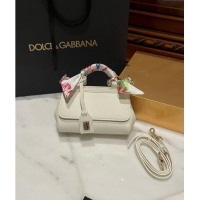 Inexpensive Dolce & Gabbana Small Sicily bag in Calfskin and Printed Fabric 7081 White 2024