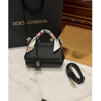 Low Price Dolce & Gabbana Small Sicily bag in Calfskin and Printed Fabric 7081 Black 2024