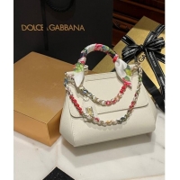 Best Price Dolce & Gabbana Medium Sicily bag in Calfskin and Printed Fabric 7082 White 2024