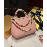 Most Popular Dolce & Gabbana Medium Sicily bag in Calfskin and Printed Fabric 7082 Light Pink 2024