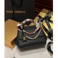 Grade Quality Dolce & Gabbana Medium Sicily bag in Calfskin and Printed Fabric 7082 Black 2024