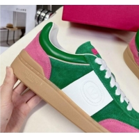 Luxurious Valentino Upvillage Trainer Sneakers in Suede with Logo Web Green/Pink 1116026