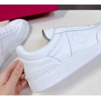 Shop Duplicate Valentino Upvillage Trainer Sneakers in Calfskin with Logo Web All White 1116032