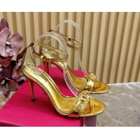 Top Design Valentino VLogo The Bold Edition High Heel Sandals 9.5cm in Calfskin Gold 1116042