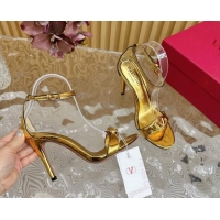 Top Design Valentino VLogo The Bold Edition High Heel Sandals 9.5cm in Calfskin Gold 1116042