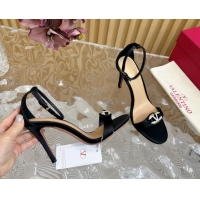 Classic Hot Valentino VLogo The Bold Edition High Heel Sandals 9.5cm in Satin Black 1116044