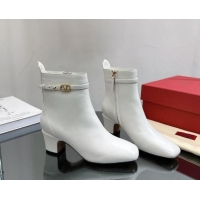 Hot Style Valentino VLogo Calfskin Leather Ankle Boots 8cm White 1116058