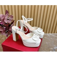 Best Price Valentino VLogo Patent Leather Platform Sandals White 118017