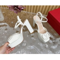 Best Price Valentino VLogo Patent Leather Platform Sandals White 118017