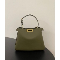 New Fashion Fendi Peekaboo Soft Medium Bag in Cappuccino-coloured Leather Bag 70202 Green 2024