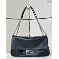 Top Grade Fendi Baguette Soft Large bag in Calfskin 8669 Black 2024