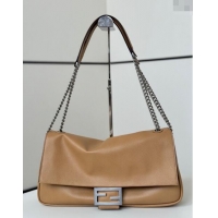 Classic Grade Fendi Baguette Soft Large bag in Calfskin 8669 Beige 2024