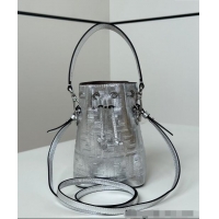 Well Crafted Fendi Mon Tresor Mini Bucket Bag in FF Leather FF020 Silver 2024