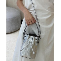 Well Crafted Fendi Mon Tresor Mini Bucket Bag in FF Leather FF020 Silver 2024