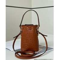 Most Popular Fendi Mon Tresor Mini Bucket Bag in FF Leather FF020 Brown 2024