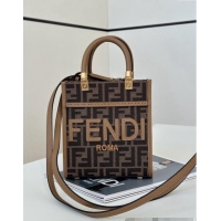 Well Crafted Fendi Mini Sunshine Shopper Tote Bag in FF fabric 8639S Brown 2024