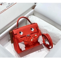 Luxury Cheap Hermes Kelly Doll Picto Mini Bag in Calfskin Leather H1001 Texas Pink 2024 (Half Handmade)