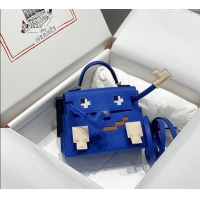 Grade Discount Most Popular Hermes Kelly Doll Picto Mini Bag in Calfskin Leather H1001 Royal Blue 2024 (Half Handmade)