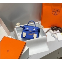 Grade Discount Most Popular Hermes Kelly Doll Picto Mini Bag in Calfskin Leather H1001 Royal Blue 2024 (Half Handmade)