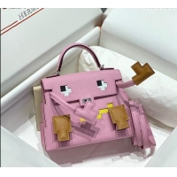 Best Price Hermes Kelly Doll Picto Mini Bag in Calfskin Leather H1001 Mallow Purple 2024 (Half Handmade)